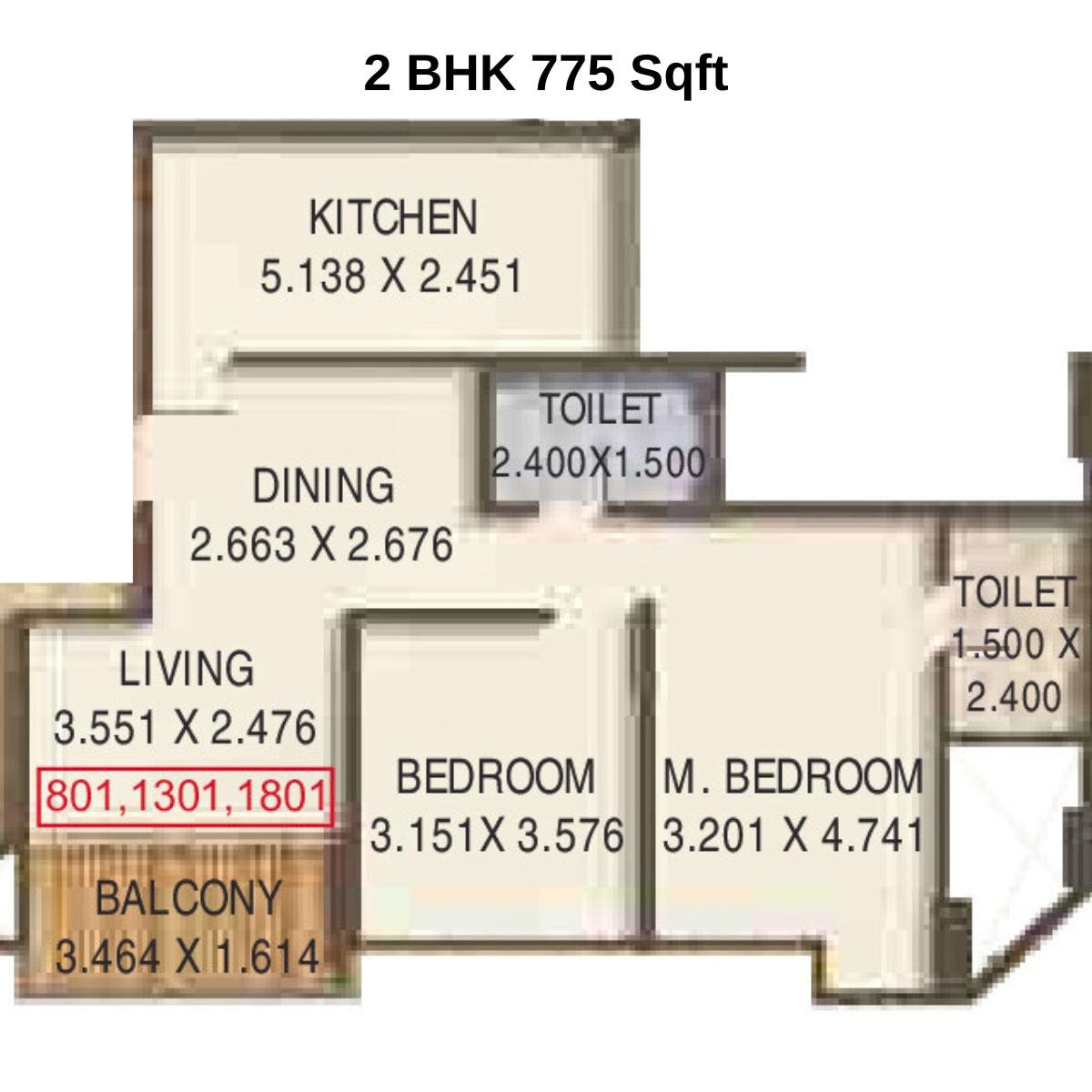 Kumar-Prithvi-Floor-Plan-2-BHK-775-Sqft