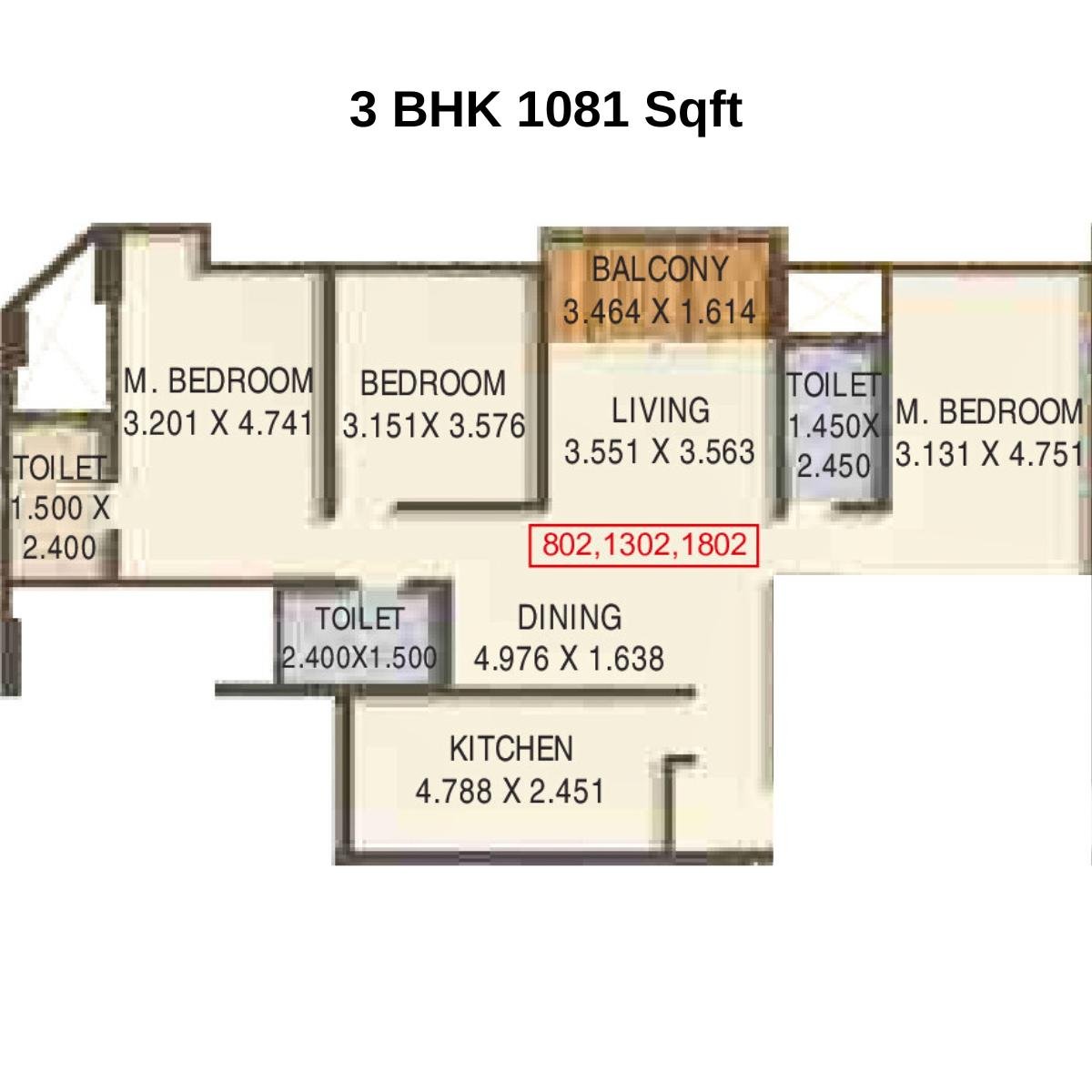 Kumar-Prithvi-Floor-Plan-3-BHK-1081-Sqft